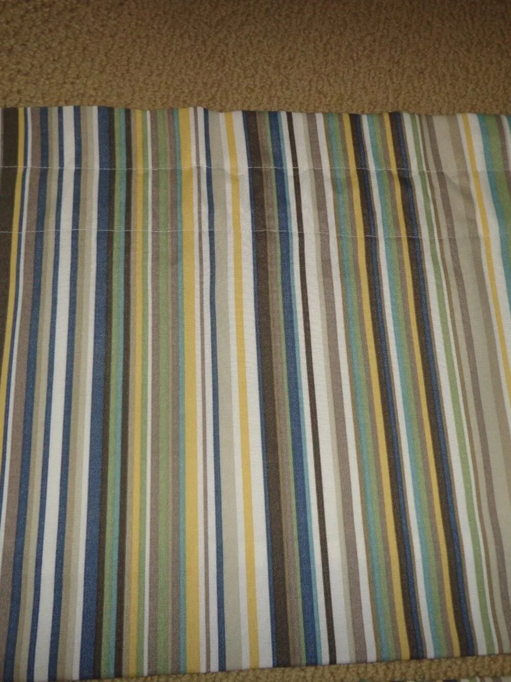 Pair Window Valances Striped Multi Fully Inner Lined Straight/Tailored